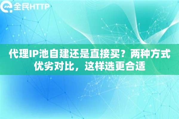 代理IP池自建还是直接买？两种方式优劣对比，这样选更合适