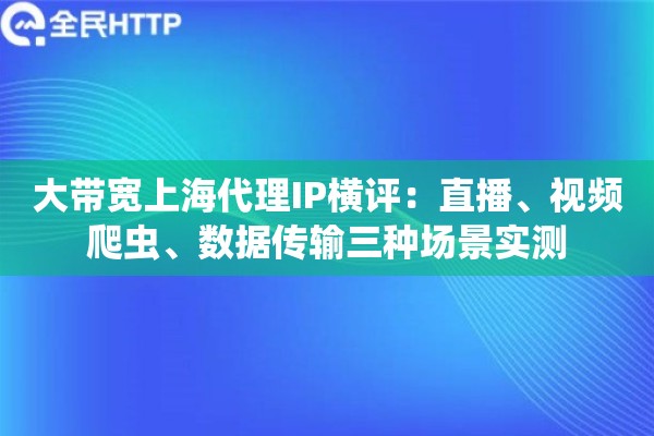 大带宽上海代理IP横评：直播、视频爬虫、数据传输三种场景实测