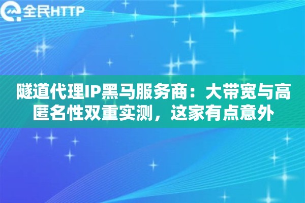 隧道代理IP黑马服务商：大带宽与高匿名性双重实测，这家有点意外