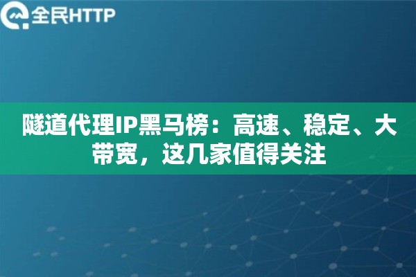 隧道代理IP黑马榜：高速、稳定、大带宽，这几家值得关注