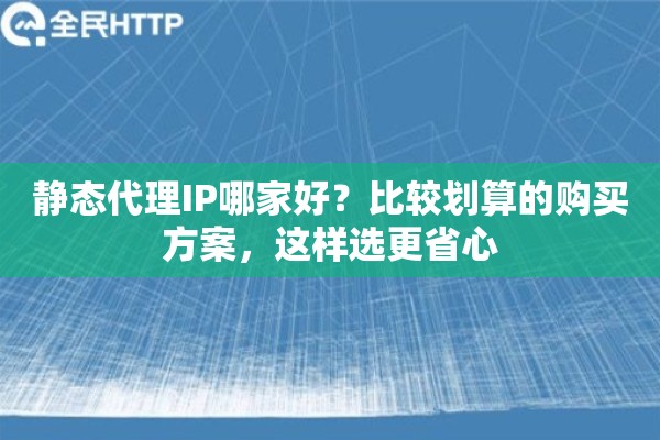 静态代理IP哪家好？比较划算的购买方案，这样选更省心