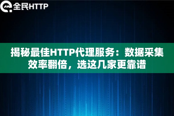 揭秘最佳HTTP代理服务：数据采集效率翻倍，选这几家更靠谱