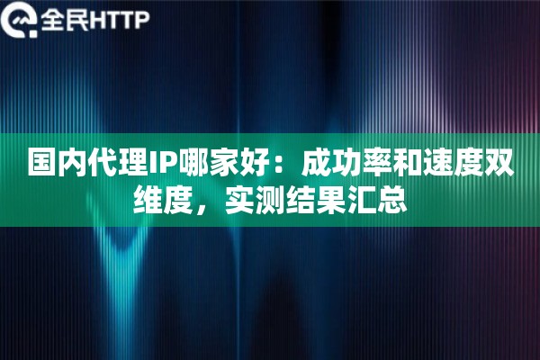 国内代理IP哪家好：成功率和速度双维度，实测结果汇总