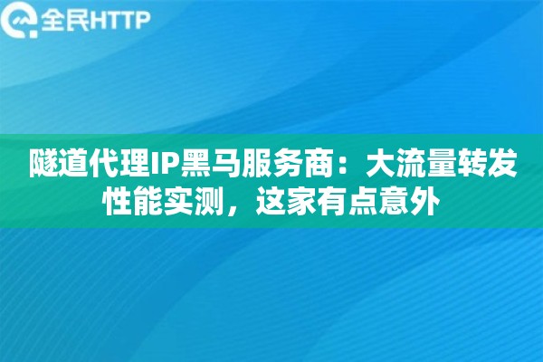 隧道代理IP黑马服务商：大流量转发性能实测，这家有点意外