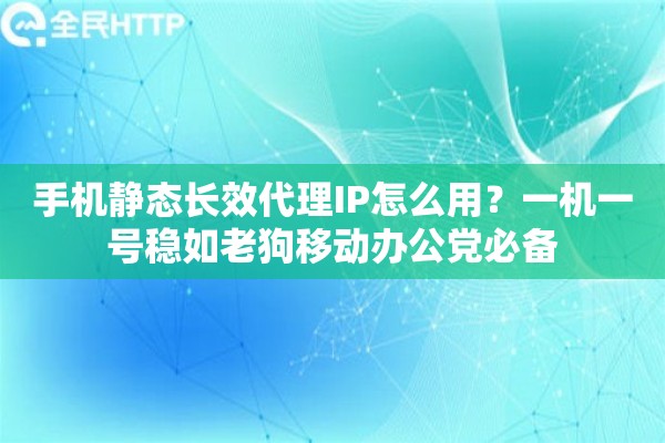 手机静态长效代理IP怎么用？一机一号稳如老狗移动办公党必备