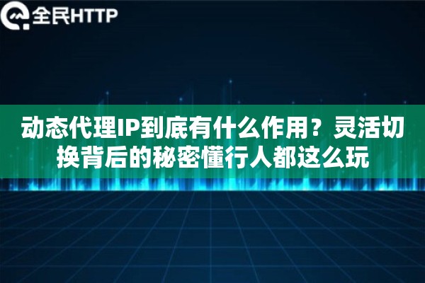 动态代理IP到底有什么作用？灵活切换背后的秘密懂行人都这么玩