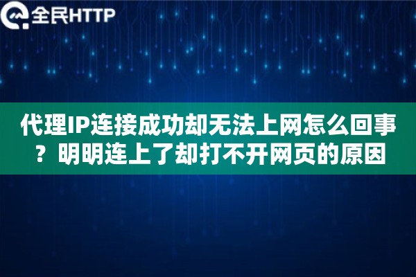 代理IP连接成功却无法上网怎么回事？明明连上了却打不开网页的原因