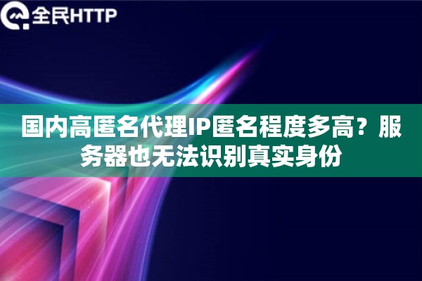 国内高匿名代理IP匿名程度多高？服务器也无法识别真实身份