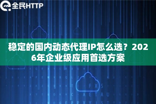 稳定的国内动态代理IP怎么选？2026年企业级应用首选方案