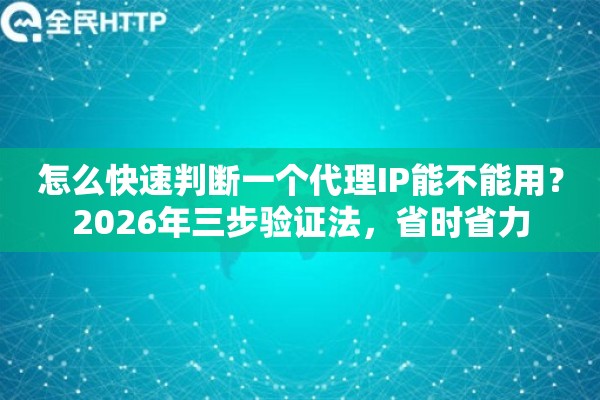 怎么快速判断一个代理IP能不能用?2026年三步验证法,省时省力 怎么快速判断一个代理IP能不能用?2026年三步验证法,省时省力
