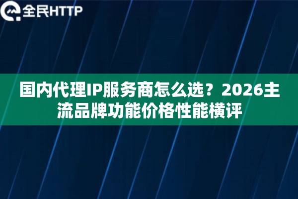 国内代理IP服务商怎么选？2026主流品牌功能价格性能横评