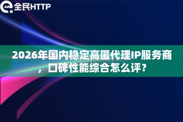 2026年国内稳定高匿代理IP服务商，口碑性能综合怎么评？