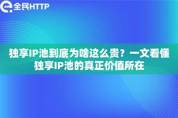 独享IP池到底为啥这么贵？一文看懂独享IP池的真正价值所在