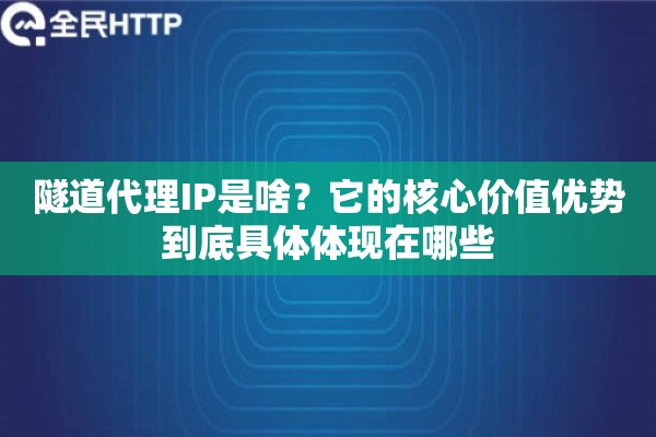 隧道代理IP是啥?它的核心价值优势到底具体体现在哪些 隧道代理IP是啥?它的核心价值优势到底具体体现在哪些