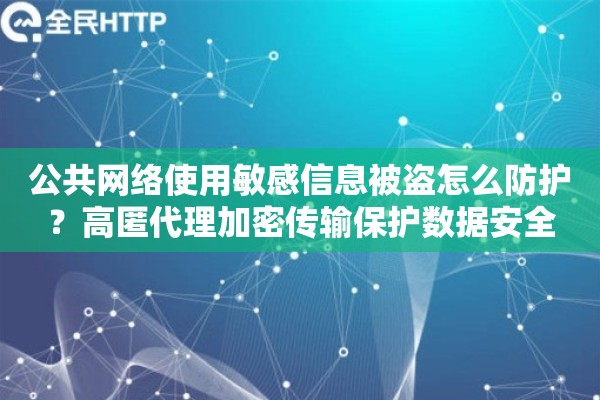 公共网络使用敏感信息被盗怎么防护?高匿代理加密传输保护数据安全 公共网络使用敏感信息被盗怎么防护?高匿代理加密传输保护数据安全