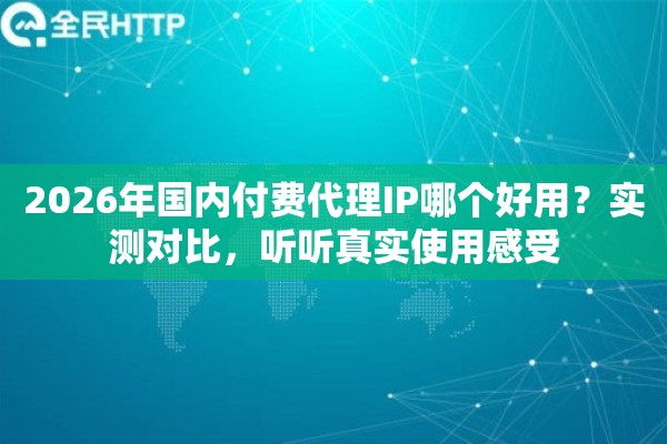 2026年国内付费代理IP哪个好用？实测对比，听听真实使用感受