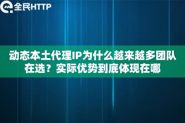 动态本土代理IP为什么越来越多团队在选?实际优势到底体现在哪 动态本土代理IP为什么越来越多团队在选?实际优势到底体现在哪