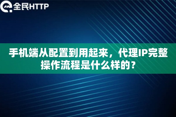 手机端从配置到用起来,代理IP完整操作流程是什么样的? 手机端从配置到用起来,代理IP完整操作流程是什么样的?