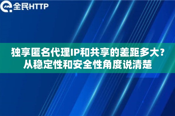 独享匿名代理IP和共享的差距多大?从稳定性和安全性角度说清楚 独享匿名代理IP和共享的差距多大?从稳定性和安全性角度说清楚