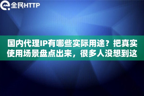 国内代理IP有哪些实际用途？把真实使用场景盘点出来，很多人没想到这些