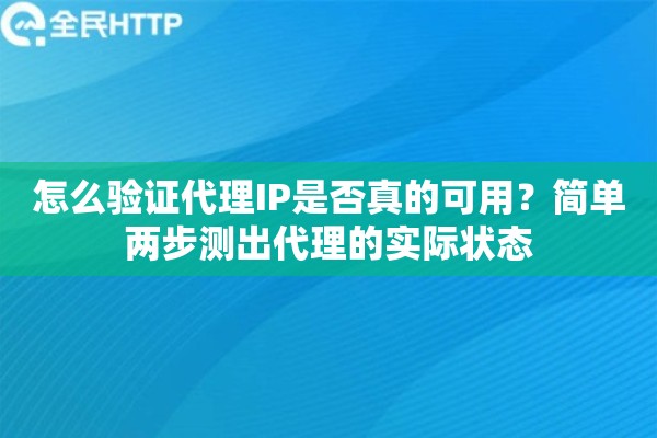 怎么验证代理IP是否真的可用?简单两步测出代理的实际状态 怎么验证代理IP是否真的可用?简单两步测出代理的实际状态