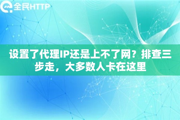 设置了代理IP还是上不了网？排查三步走，大多数人卡在这里