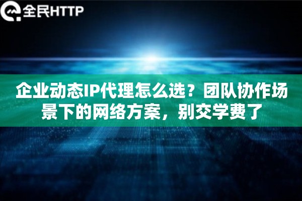 企业动态IP代理怎么选？团队协作场景下的网络方案，别交学费了