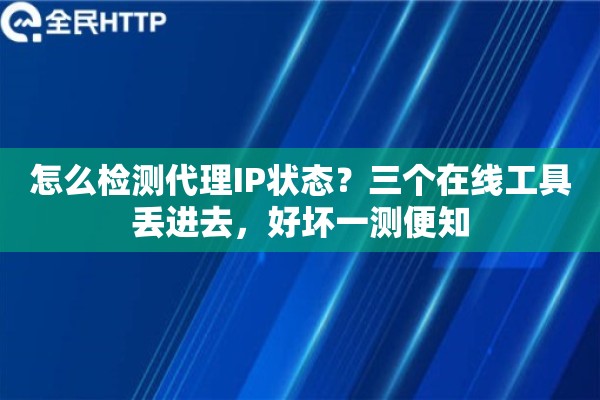 怎么检测代理IP状态?三个在线工具丢进去,好坏一测便知 怎么检测代理IP状态?三个在线工具丢进去,好坏一测便知