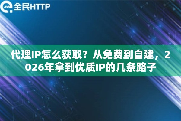 代理IP怎么获取？从免费到自建，2026年拿到优质IP的几条路子
