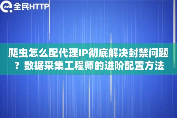 爬虫怎么配代理IP彻底解决封禁问题？数据采集工程师的进阶配置方法