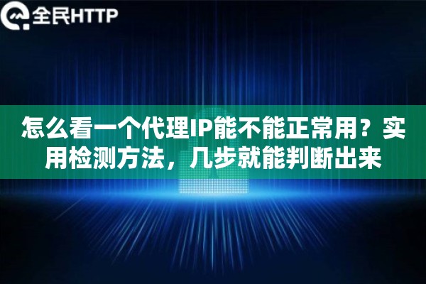 怎么看一个代理IP能不能正常用？实用检测方法，几步就能判断出来