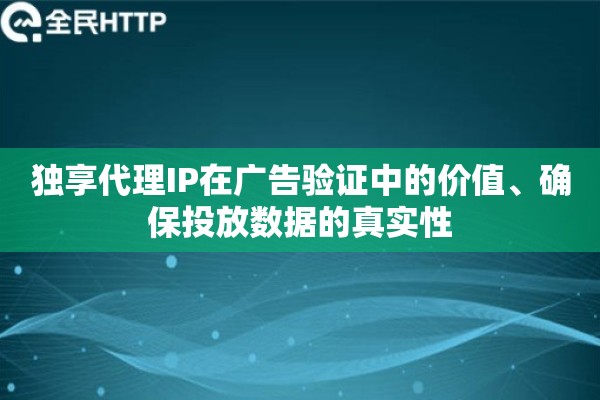 独享代理IP在广告验证中的价值、确保投放数据的真实性
