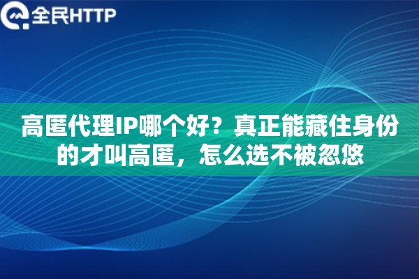 高匿代理IP哪个好?真正能藏住身份的才叫高匿,怎么选不被忽悠 高匿代理IP哪个好?真正能藏住身份的才叫高匿,怎么选不被忽悠