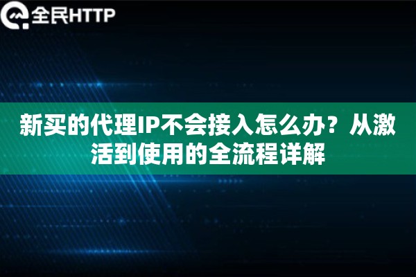 新买的代理IP不会接入怎么办？从激活到使用的全流程详解