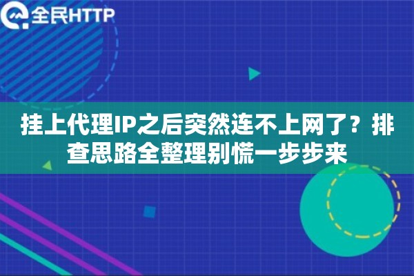 挂上代理IP之后突然连不上网了？排查思路全整理别慌一步步来