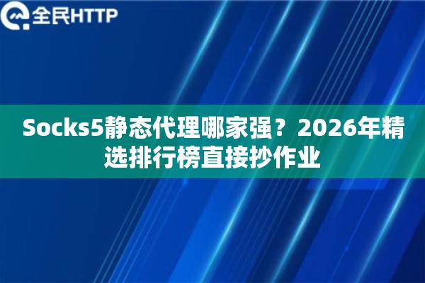 Socks5静态代理哪家强？2026年精选排行榜直接抄作业