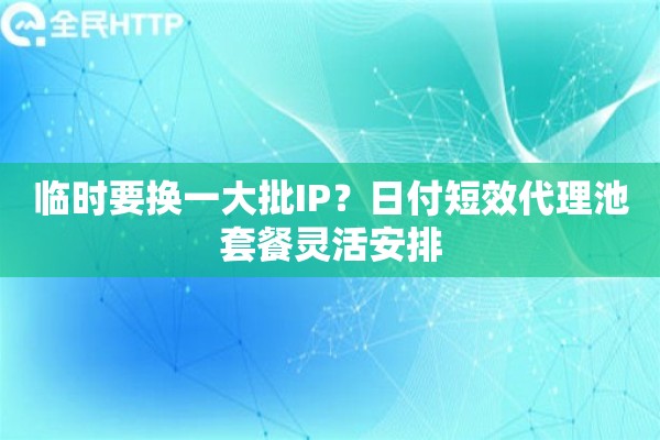 临时要换一大批IP？日付短效代理池套餐灵活安排