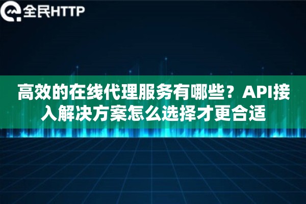 高效的在线代理服务有哪些？API接入解决方案怎么选择才更合适