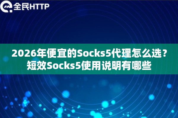 2026年便宜的Socks5代理怎么选？短效Socks5使用说明有哪些