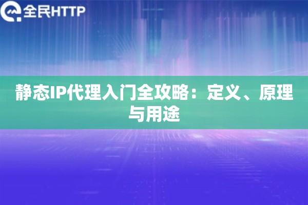 静态IP代理入门全攻略：定义、原理与用途