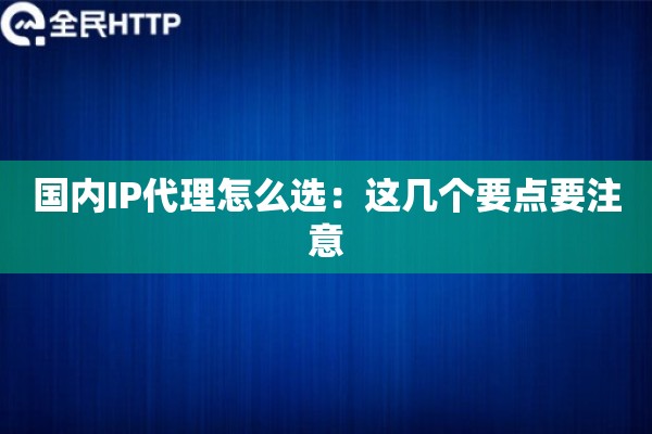 国内IP代理怎么选：这几个要点要注意