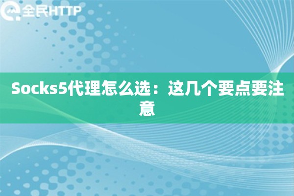 Socks5代理怎么选：这几个要点要注意