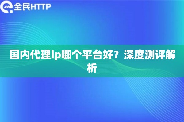 国内代理ip哪个平台好？深度测评解析