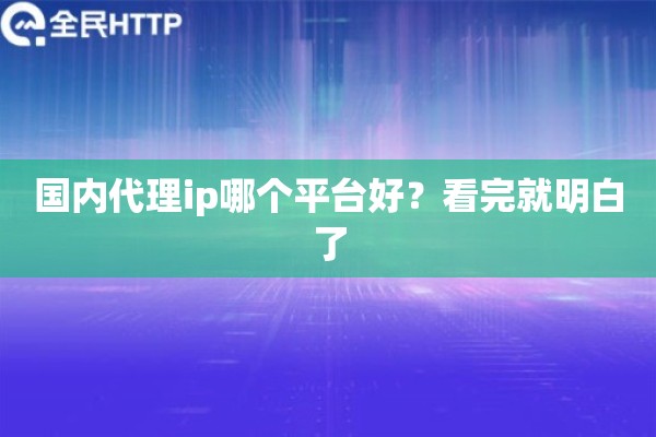 国内代理ip哪个平台好？看完就明白了