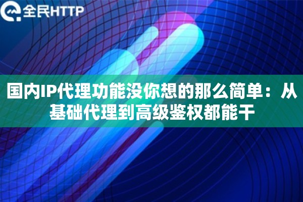 国内IP代理功能没你想的那么简单：从基础代理到高级鉴权都能干