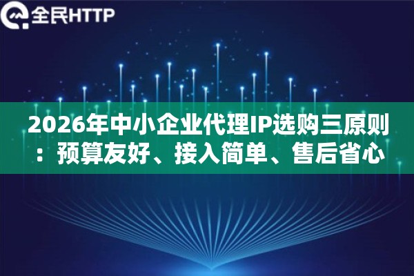 2026年中小企业代理IP选购三原则：预算友好、接入简单、售后省心