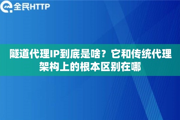 隧道代理IP到底是啥？它和传统代理架构上的根本区别在哪