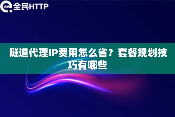 隧道代理IP费用怎么省？套餐规划技巧有哪些