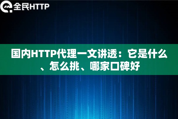 国内HTTP代理一文讲透：它是什么、怎么挑、哪家口碑好