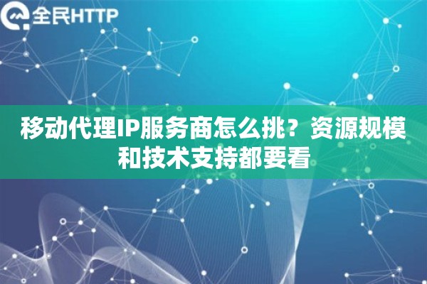 移动代理IP服务商怎么挑？资源规模和技术支持都要看